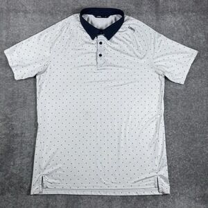 UNRL Polo Shirt Men's Medium White Polka Dot Short Sleeve Performance Golf